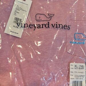NWT Girls Vineyard Vines Pink Graphic LS T-shirt hoodie Blue Foil whale XL (16)